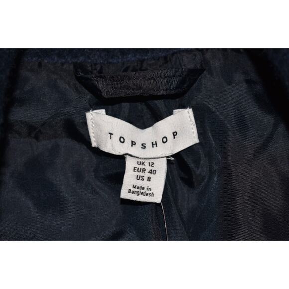 TOPSHOP NEW $168 Manhattan Belted Coat in Petrol Size 8 - Picture 3 of 3
